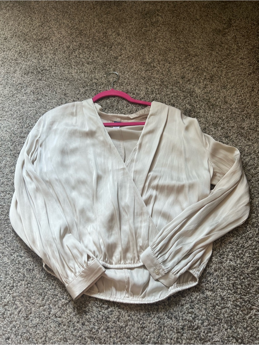 Women's Cream Long-Sleeve Wrap Blouse